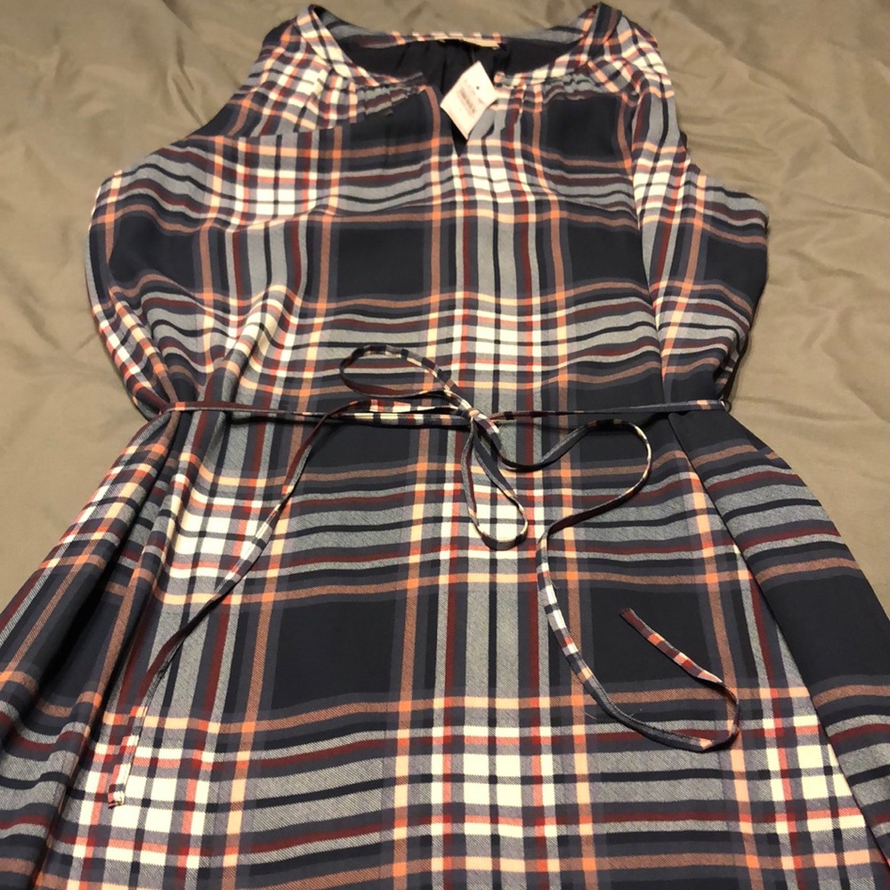 Loft Outlet Navy/pink plaid dress